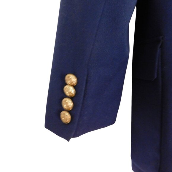 Vtg Ralph Lauren Women's 100% Wool Crepe Blazer Navy Gold Crest Buttons  Sz 8 - Picture 5 of 9